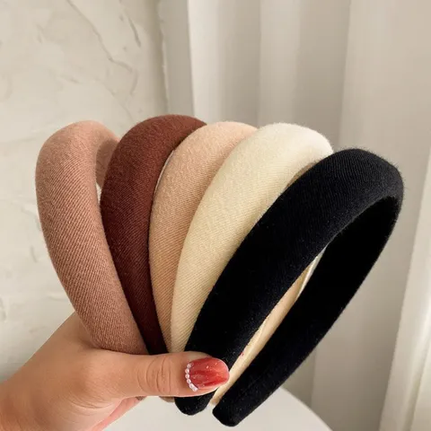 French Minimalist Padded Headband For Women High Cranial Top Design Wide Brim Sponge Headband Autumn Winter Hair Accessories