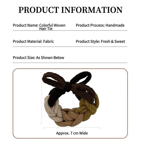 Sweet Braided Hair Ties For Women High Elasticity Colorful Plaid Fabric Bowknot Scrunchies High Ponytail Hair Band Accessory