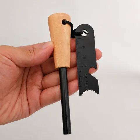Acciarino di Sopravvivenza all'Aperto Manico in Legno Selce di Magnesio Strumento Portatile per Campeggio ed Escursionismo