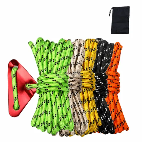 Thick Reflective Guy Line Outdoor Camping Tent Windproof Rope Canopy Cord With Aluminum Adjuster For Hiking