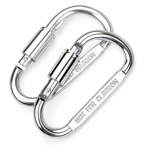 Outdoor Aluminum Alloy D-Shape Locking Carabiner Heavy Duty Camping Snap Hook Key Chain Clip Multipurpose Hardware Tool