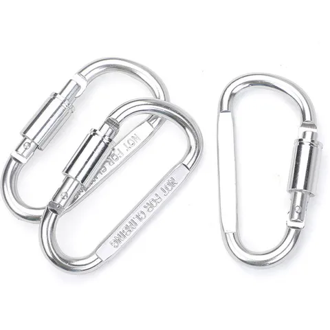 Outdoor Aluminum Alloy D-Shape Locking Carabiner Heavy Duty Camping Snap Hook Key Chain Clip Multipurpose Hardware Tool
