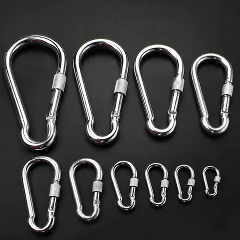 Schwere Ausführung Verzinktes Eisen Karabiner Federhaken Outdoor Camping Wandern Verbindungsring Schraubverschluss Hardware Clip