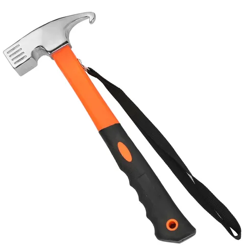 Multifunctional Camping Tent Stake Hammer Carbon Steel Mallet Outdoor Nail Puller Tool With Handle Lanyard