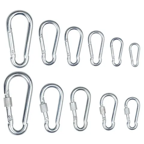 Stainless Steel Carabiner Locking Spring Snap Hook Heavy Duty Screw Lock Clip For Outdoor Hiking Camping Sports Equipment