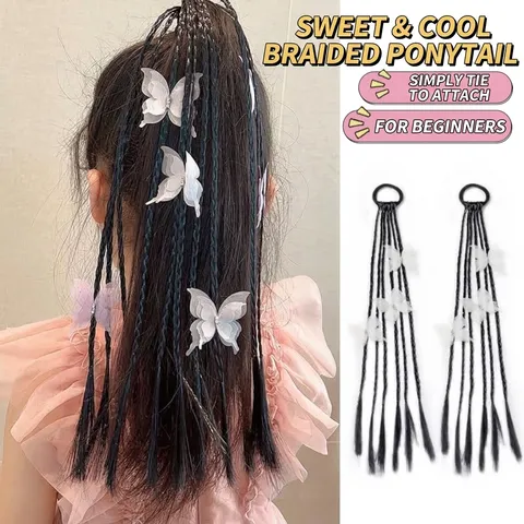 Estensioni a Treccia per Parrucca con Fiocco per Bambini Elastici per Capelli Ragazze Stile Dolce e Cool Accessori per Capelli Intrecciati Sintetici