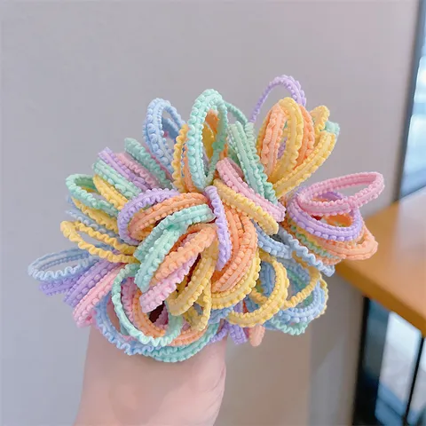 Handmade Kids Elastic Hair Bands Colorful Lace Pattern Rubber Bands Macaron Sweet Color Hair Ties For Girls Hair Accessories