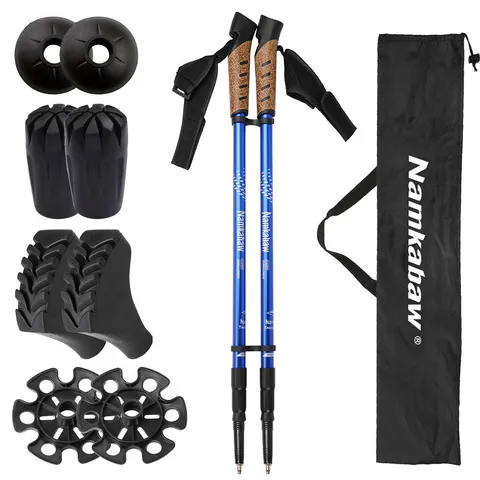 Bastoncini da Trekking Regolabili da Esterno in Lega di Alluminio Bastoni da Passeggio con Set di Accessori per Sport da Campeggio