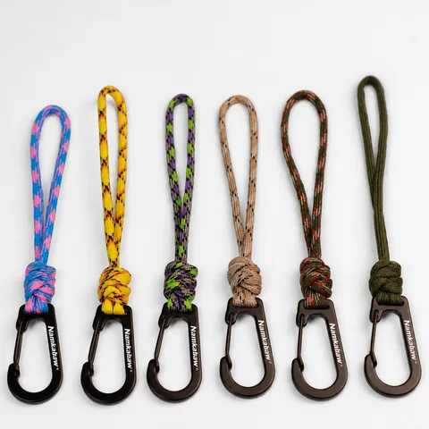 Handmade Braided Parachute Cord Keychain Outdoor Camping Anti Loss Lanyard Tactical Metal Hook Carabiner