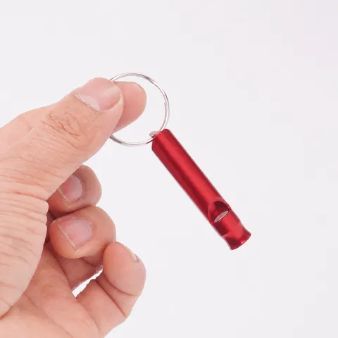 Sifflet de Survie d'Extérieur en Alliage d'Aluminium Sifflet d'Urgence Portable à Haute Fréquence Avec Porte-Clés Équipement de Randonnée