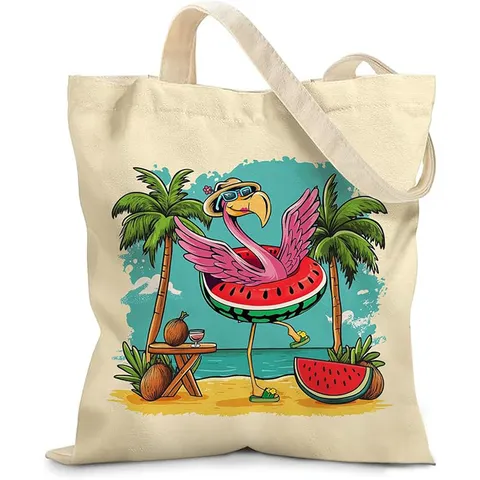 Linda Bolsa de Mano de Lona con Estampado de Animales de Dibujos Animados Gran Capacidad Bolsa de Compras Reutilizable Artística Fresca Bolsa de Hombro de Tela Espesada