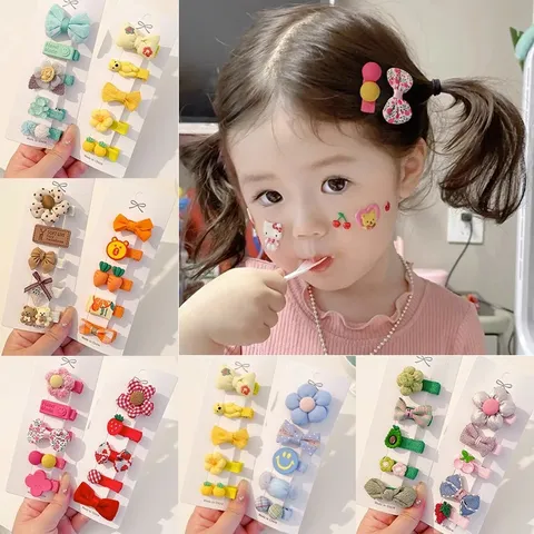Leuke Stof Volledig Bedekte Haarspeldjes Voor Peuters Meisjes Cartoon Dier Bloem Strik Fijn Haar Clips Veilig Kinderen Haaraccessoires