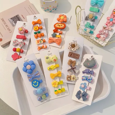 Leuke Stof Volledig Bedekte Haarspeldjes Voor Peuters Meisjes Cartoon Dier Bloem Strik Fijn Haar Clips Veilig Kinderen Haaraccessoires