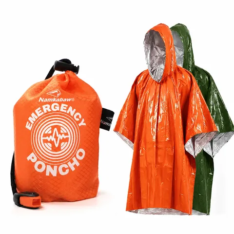 Imperméable d'Urgence Extérieur Portable Imperméable Film Aluminium PE Thermique Poncho de Survie Camping Randonnée Coupe-vent