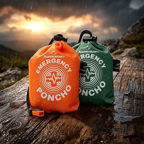 Outdoor Emergency Raincoat Portable Waterproof PE Aluminum Film Thermal Survival Poncho Camping Hiking Windproof
