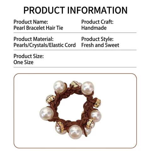 Women Dual Use Artificial Pearl Rhinestone Hair Tie Bracelet Elegant Elastic Hair Band Beads Scrunchie Bracelet For Hair Accessories