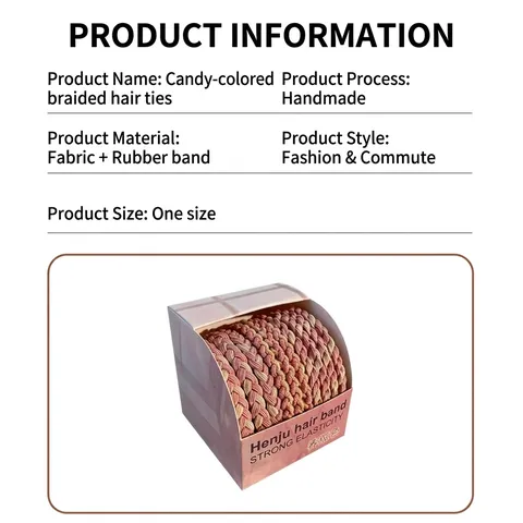 Braided Hair Ties Set Candy Color High Elastic Fabric Rubber Band Ponytail Holder Handmade Durable Hair Scrunchies For Women