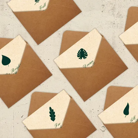Juego de Tarjetas de Felicitación de Plantas Estilo Ins Minimalista Con Sobre de Kraft Hoja Pintada a Mano Retro Cartulina Papelería Para Niños Bendición DIY