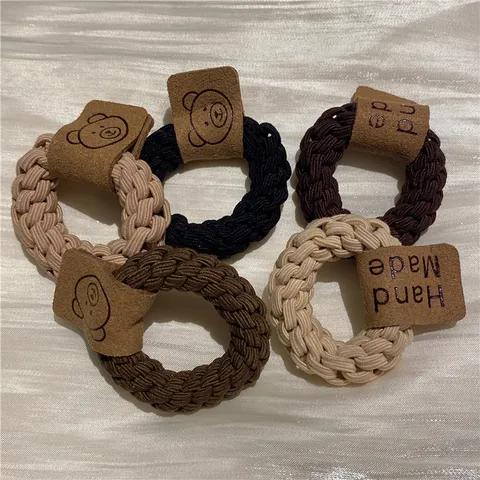 Élastiques à Cheveux Tressés pour Femmes Avec Décor d'Ours Mignons Bandeaux à Cheveux Haute Élasticité pour Queue de Cheval Accessoires de Coiffure Style Fait Main