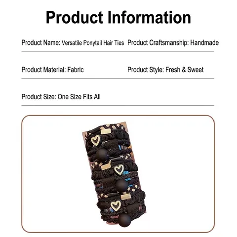 Premium Durable Thickened Elastic Hair Ties For Women Sweet Heart Smile Pattern Fabric Ponytail Hair Bands Hair Accessories Fashion Gift