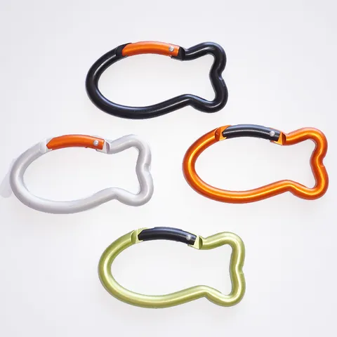 Outdoor Aluminiumlegierung Fischform Karabiner Le Tragbarer Mini Schnapphaken Camping Wandern Rucksack Hänge Schnalle