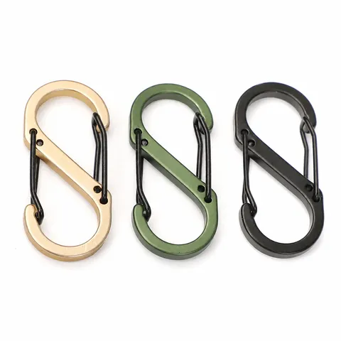 Aluminum Alloy S Shaped Carabiner Double Spring Gate Clip Figure 8 Connector Outdoor Backpack Keychain Hook