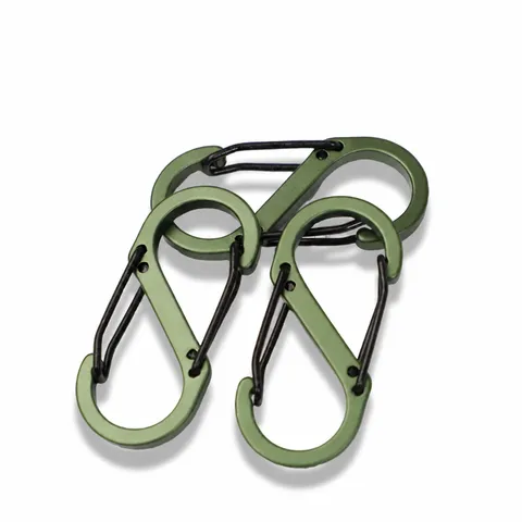 Aluminum Alloy S Shaped Carabiner Double Spring Gate Clip Figure 8 Connector Outdoor Backpack Keychain Hook