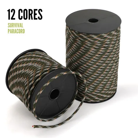 12 Kern Outdoor Overlevingsparacord Multifunctioneel Gevlochten Nylon Koord Met Vislijn En Was Touw Voor Kamperen Wandelen
