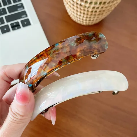 Elegant Acetate Hair Clip French Style Spring Barrette Vintage Tortoise Shell Marble Pattern Large Hair Accessories For Women