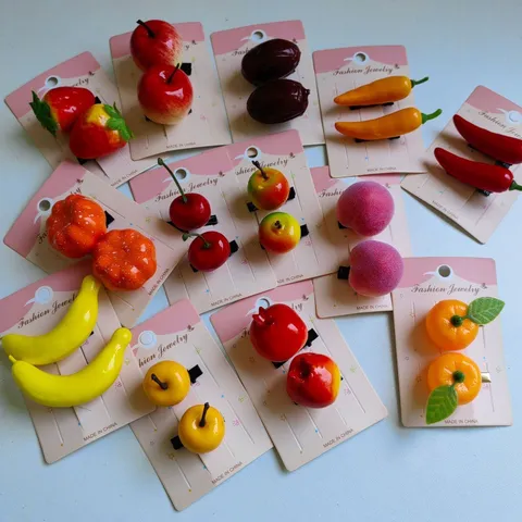 3D Simulation Fruit Vegetable Hair Clip For Women Kids Cute Strawberry Carrot Pepper Orange Peach Duckbill Hairpin Accessories