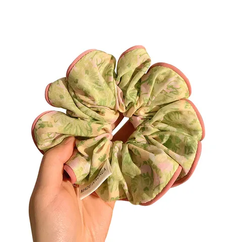 Mori Style Sweet Floral Lace Scrunchie Large Fabric Hair Tie For Women Girls Ponytail Holder Handmade Floral Hair Accessories