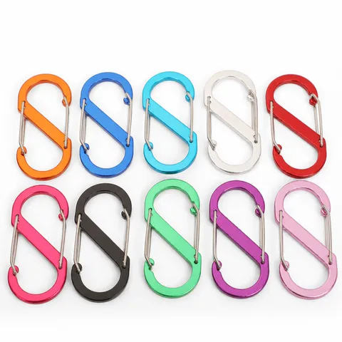 Mousqueton S-Biner en Alliage d'Aluminium d'Extérieur Robuste Double Clip à Ressort Crochet de Sac à Dos Équipement de Camping Porte-clés