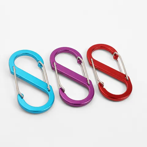 Mousqueton S-Biner en Alliage d'Aluminium d'Extérieur Robuste Double Clip à Ressort Crochet de Sac à Dos Équipement de Camping Porte-clés