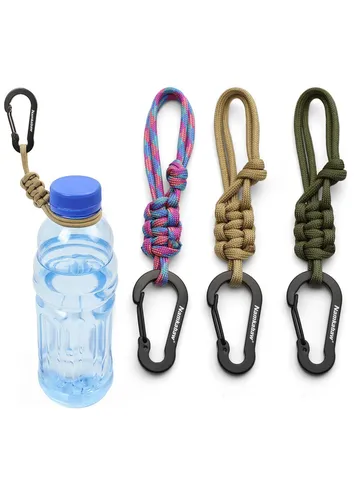 Outdoor Paracord Aluminum Alloy Water Bottle Buckle Multi-Functional Carabiner Camping Hiking Bottle Holder Keychain