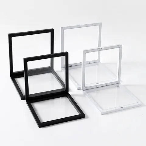 Transparent PE Film Jewelry Packaging Box Floating Display Case Anti-Oxidation Storage Box For Earrings Rings Jewelry