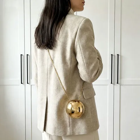 Women Acrylic Spherical Evening Bag Color Blocking Ball Purse Chain Shoulder Crossbody Bag Fashion Party Banquet Clutch Purse