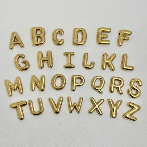 Ciondolo Lettera Palloncino in Acciaio Inossidabile Placcato Oro Argento Alfabeto Iniziale DIY Ciondolo Per Bracciale Collana