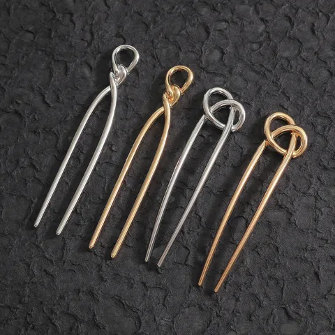 Minimalist Zinc Alloy U-Shaped Hair Fork Neo-Chinese Style Twisted Knot Metal Hair Stick For Women Daily Bun Styling Accessory