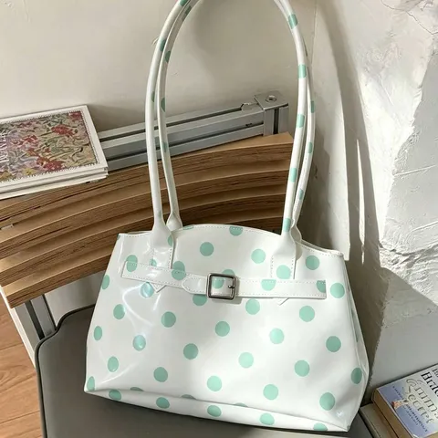 Women Polka Dot PVC Transparent Tote Bag Jelly Dopamine Shoulder Bag Underarm Handbag With Metal Buckle Decoration