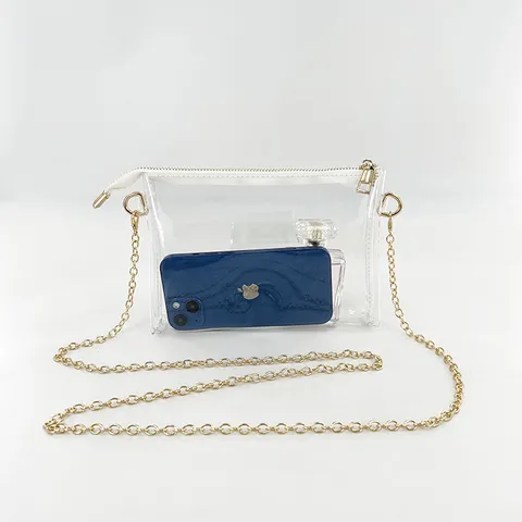 Women Transparent Jelly Crossbody Bag PVC Small Square Shoulder Bag With Metal Chain Zipper Phone Purse Coin Pouch