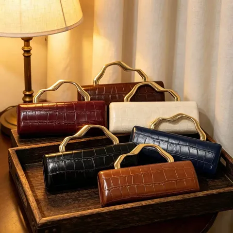 Retro Crocodile Pattern PU Leather Evening Clutch Bag With Wave Metal Handle For Women Banquet Party Wedding Shoulder Bag