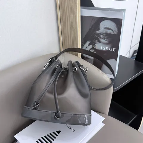 Women Frosted TPU Transparent Jelly Bucket Bag Drawstring Commuter Shoulder Crossbody Bag Handbag Fashion Daily Utility Bag