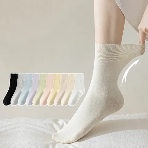 Women's Summer Pure Cotton Socks Casual Basic Solid Color Breathable Soft Comfort Daily Wear