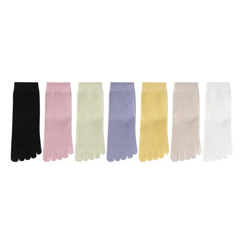 Chaussettes à Orteils Séparés en Coton pour Femmes Printemps Été Minces Respirantes Absorbantes et Désodorisantes Mi-Mollet