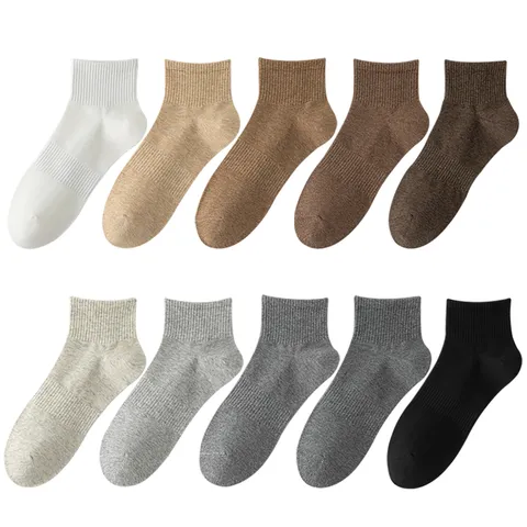 Chaussettes Mi-Mollet Business en Coton Couleur Unie pour Hommes Respirant Déodorant Confortable Décontracté