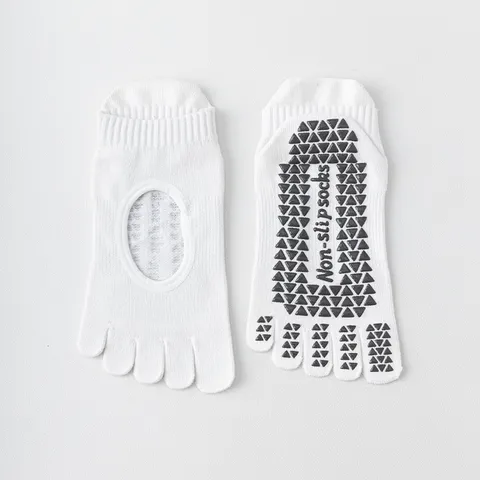 Women's Athletic Five-Toe Socks Thin Breathable Non-Slip Silicone Yoga Pilates Running Short Socks Cotton Blend