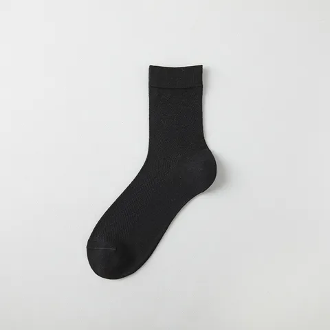 Chaussettes Longues d'Affaires en Soie de Mûrier pour Hommes Mi-Bas Été Mince Respirant Déodorant Maille