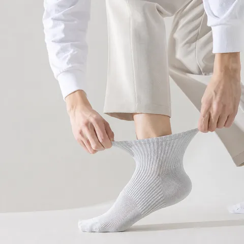 Men's Pure Cotton Short Crew Socks Breathable Mesh Deodorant Summer Business Casual Low Cut Socks