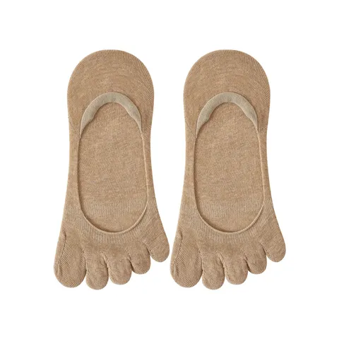 Chaussettes à Cinq Orteils pour Femmes Été Fin Coupe Basse Invisible Coton Chaussettes Respirant Antidérapant Orteils Séparés