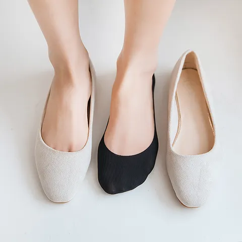 Women's Invisible Boat Socks Thin Ice Silk Cotton Bottom Non-Slip Shallow Cut Low Socks